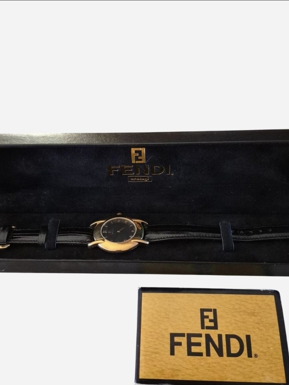 *WORKING Vintage FENDI 400G Orologi watch with black calfskin leather strap